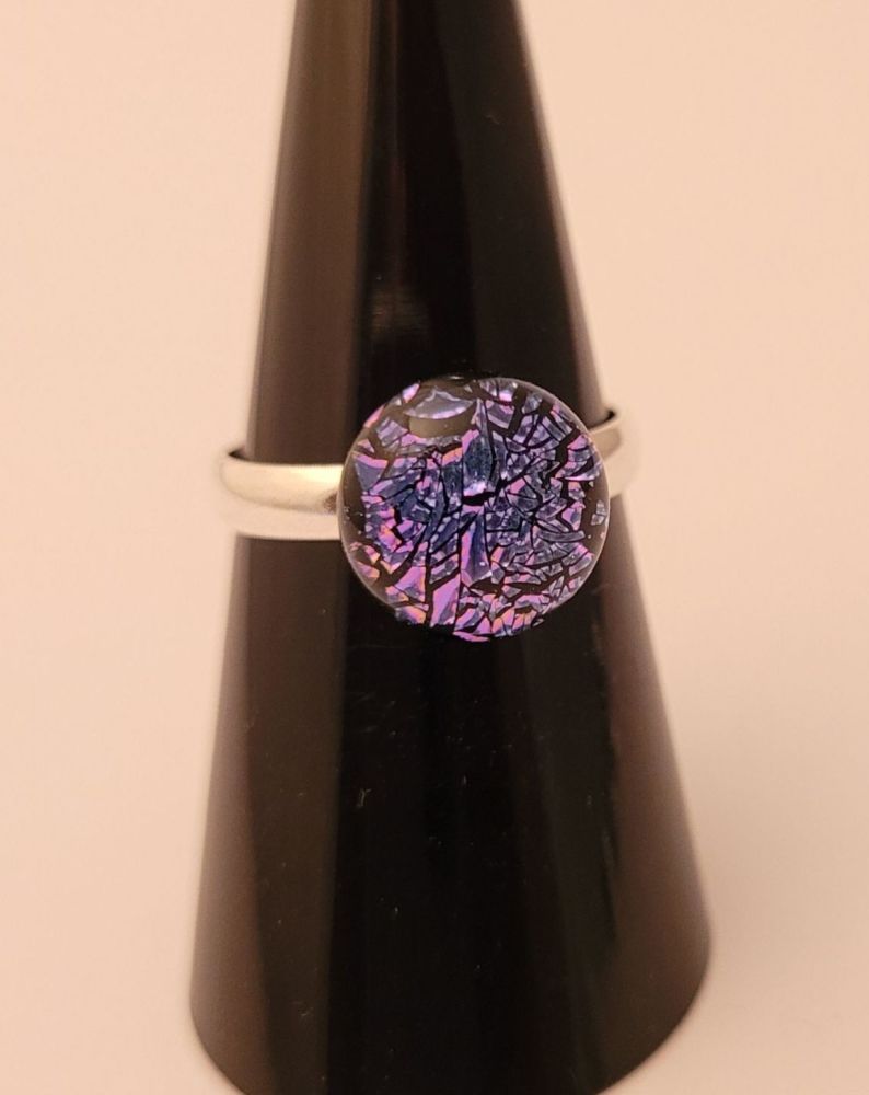 Crackle - Blue and mauve sparkly ring
