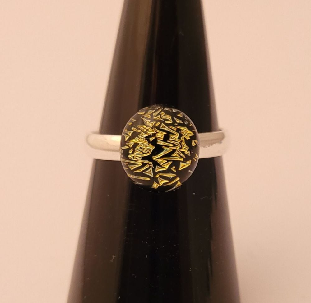 Crackle - Gold and black sparkly ring