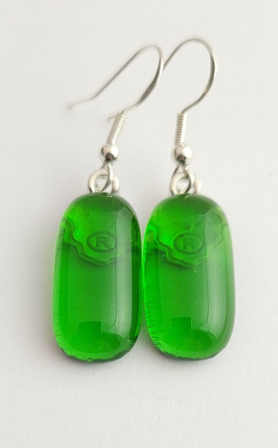 Recycled Tanqueray gin bottle earrings