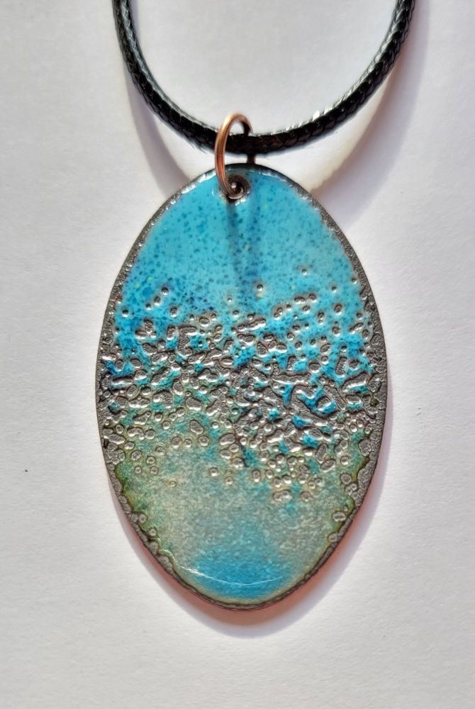 Pale blue speckle with texture and blue lustre necklace