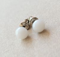 White opaque glass tiny stud earrings