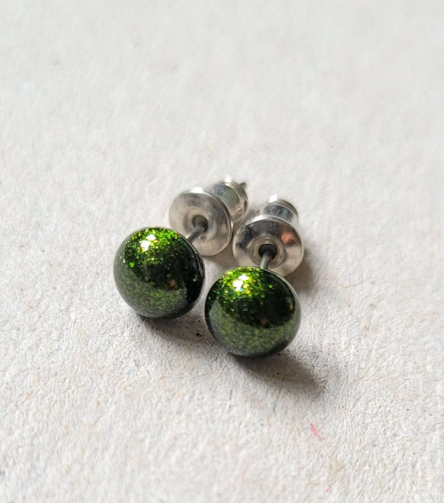 Sparkly Aventurine green tiny stud earrings