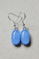Periwinkle blue opaque glass drop earrings