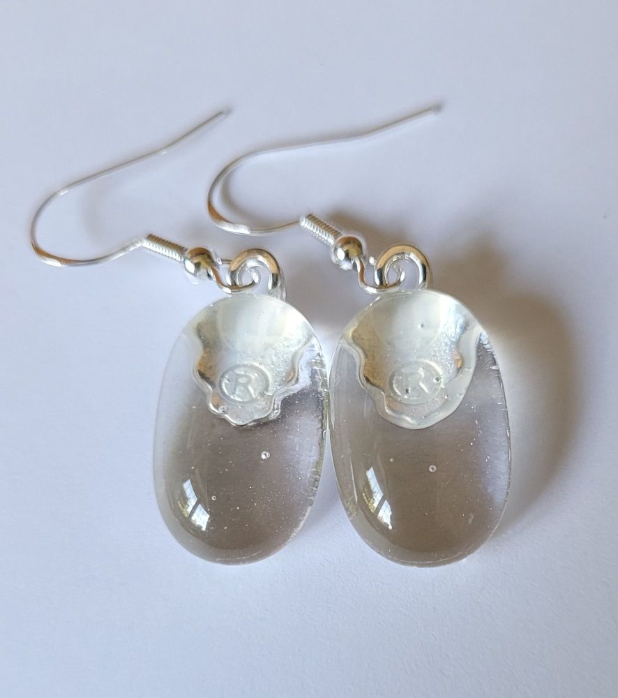Clear transparent glass drop earrings