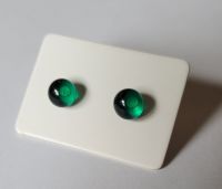 Emerald green transparent glass tiny stud earrings