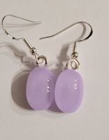 Mauve pastel opaque glass small drop earrings