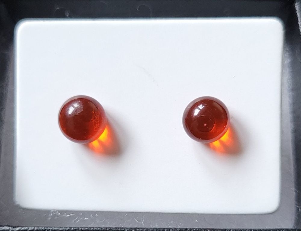 Orange transparent glass stud earrings