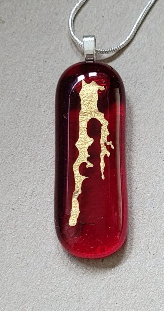 Mica - red with gold mica pendant