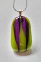 Purple and lime wavy pebble pendant