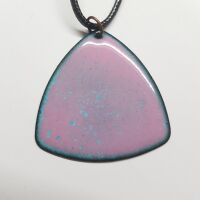 Pink with turquoise speckles enamelled necklace