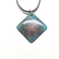 Teal and maroon pink shimmer speckled necklace