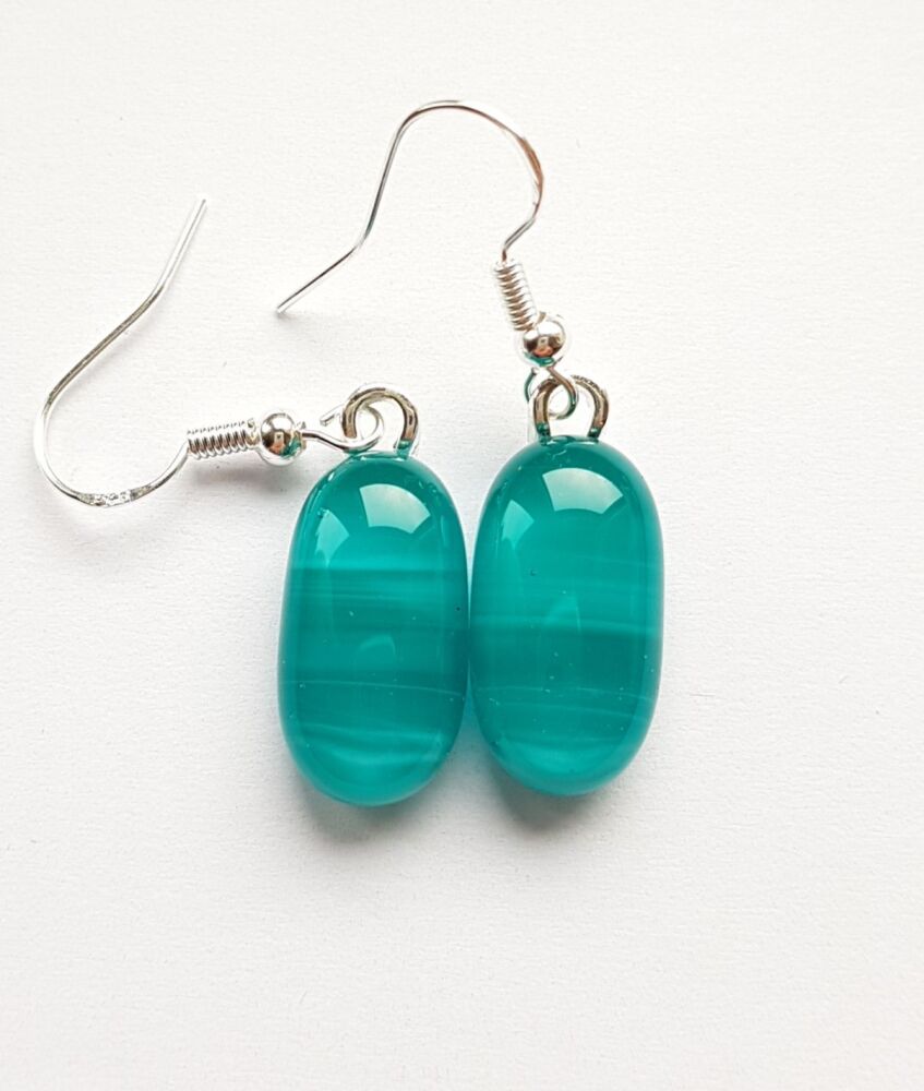 Swirly cloudy peacock blues drop earrings