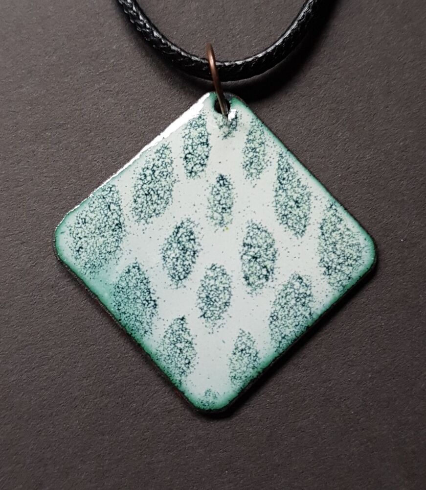 White with speckly blue abstract pattern necklace