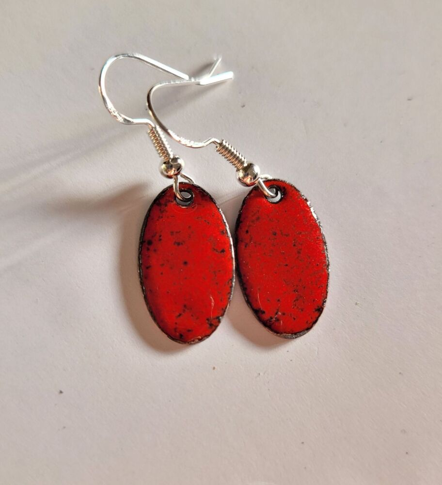 Wine red enamelled earrings