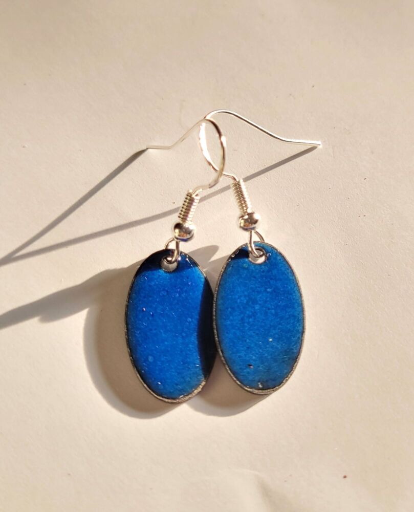 Cobalt blue enamelled earrings