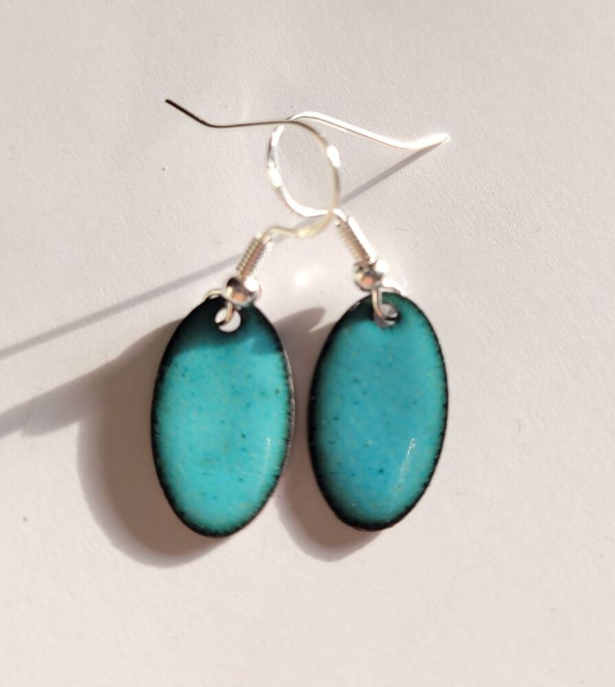 Light turquoise blue enamelled earrings