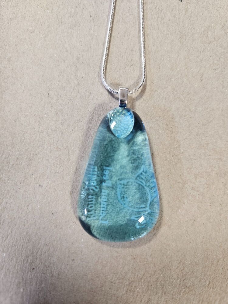 Recycled Bombay Sapphire gin bottle large pendant