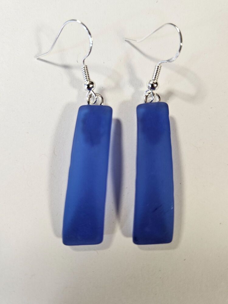 Recycled Harvey Bristol Cream Sherry bottle frosted "sea glass" effect earrings