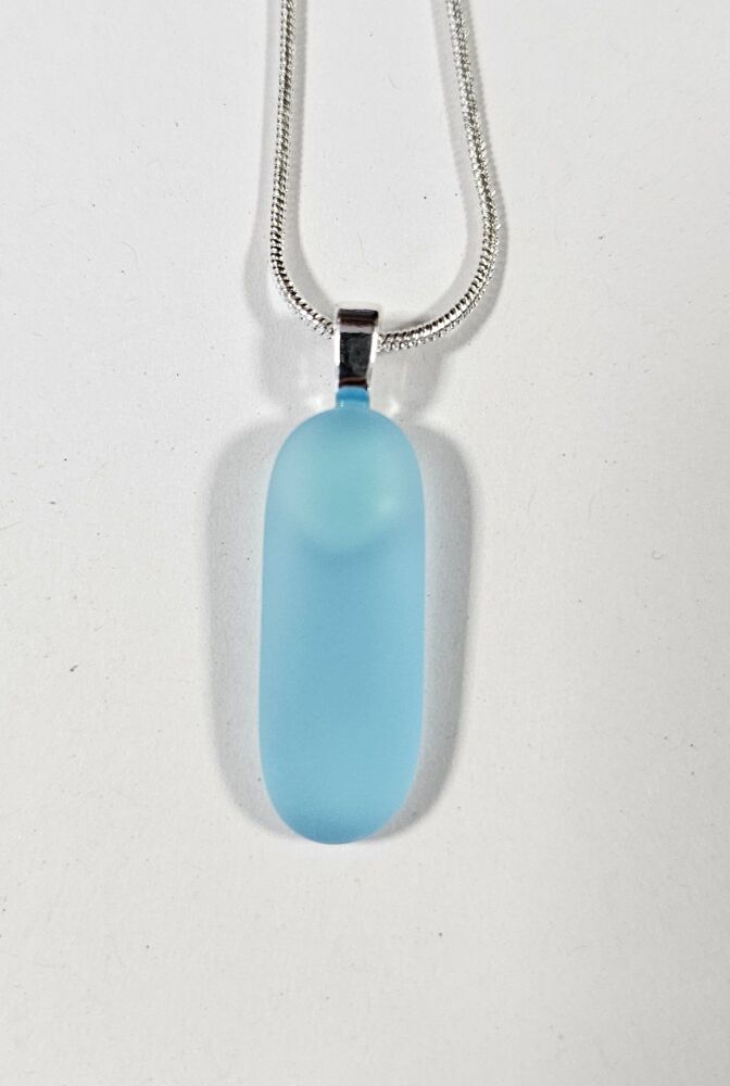 Recycled Bombay Sapphire gin bottle slim pendant with frosted for a "sea glass" effect