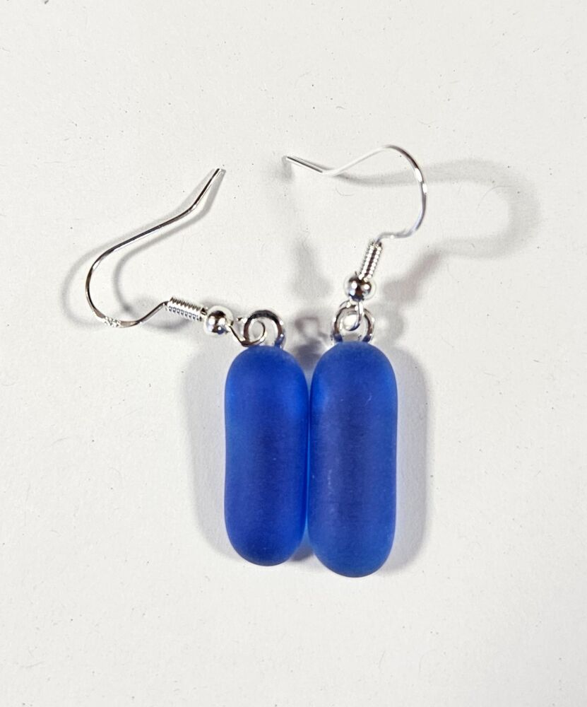 Recycled Harvey Bristol Cream Sherry bottle frosted "sea glass" effect earrings