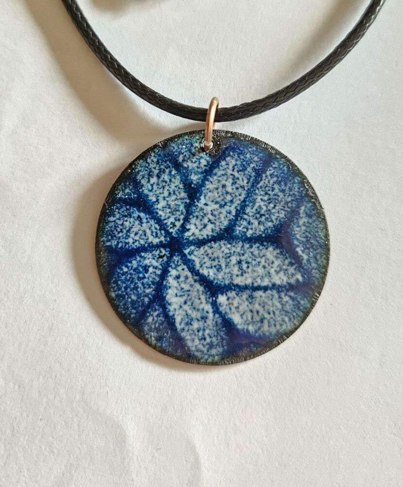 Navy blue with speckly white floral pattern necklace