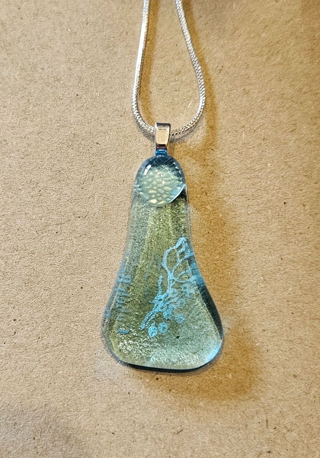 Recycled Bombay Sapphire gin bottle small pendant