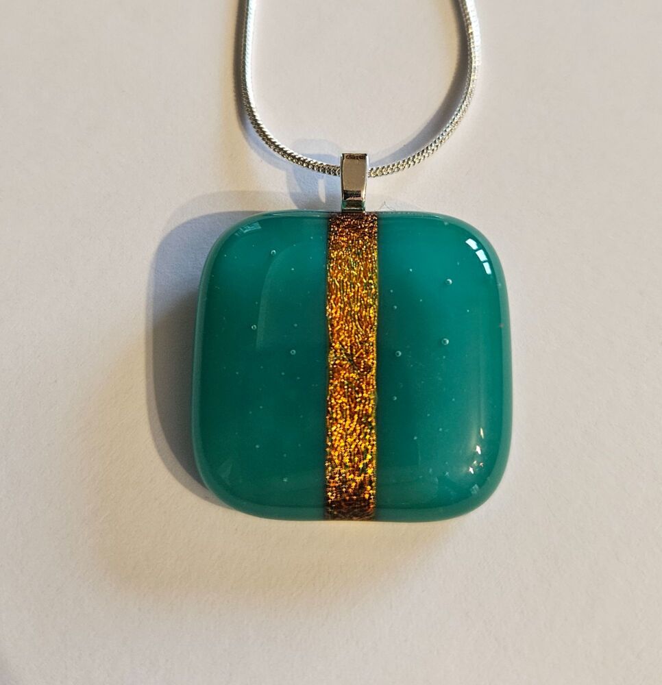 Dichroic stripe - teal with copper sparkly stripe