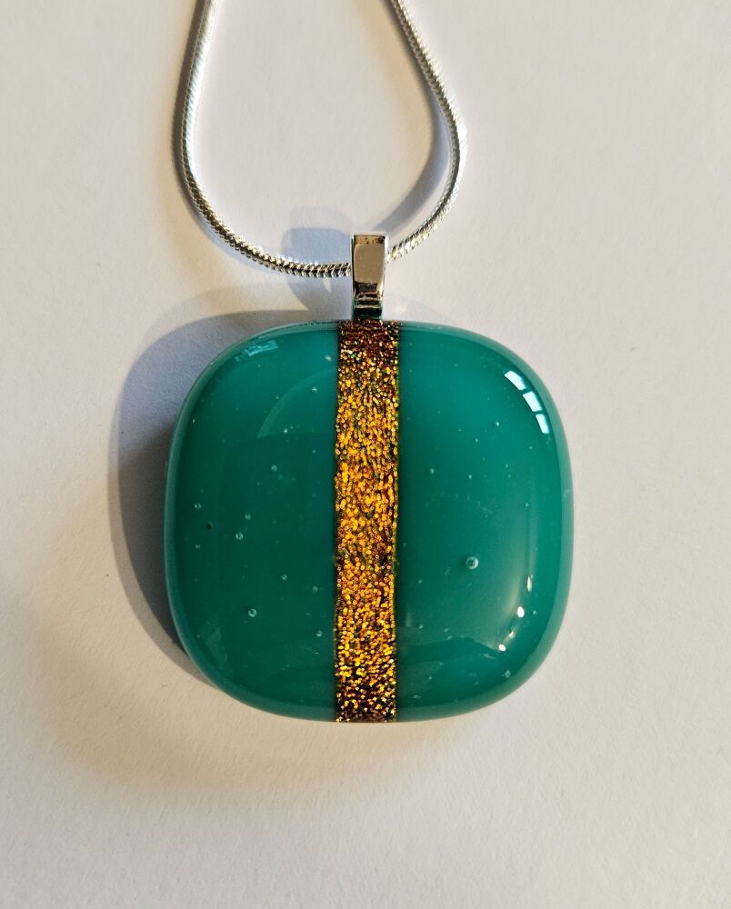 Dichroic stripe - teal with copper sparkly stripe