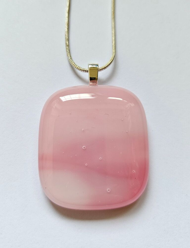 Candy floss pink squared pendant