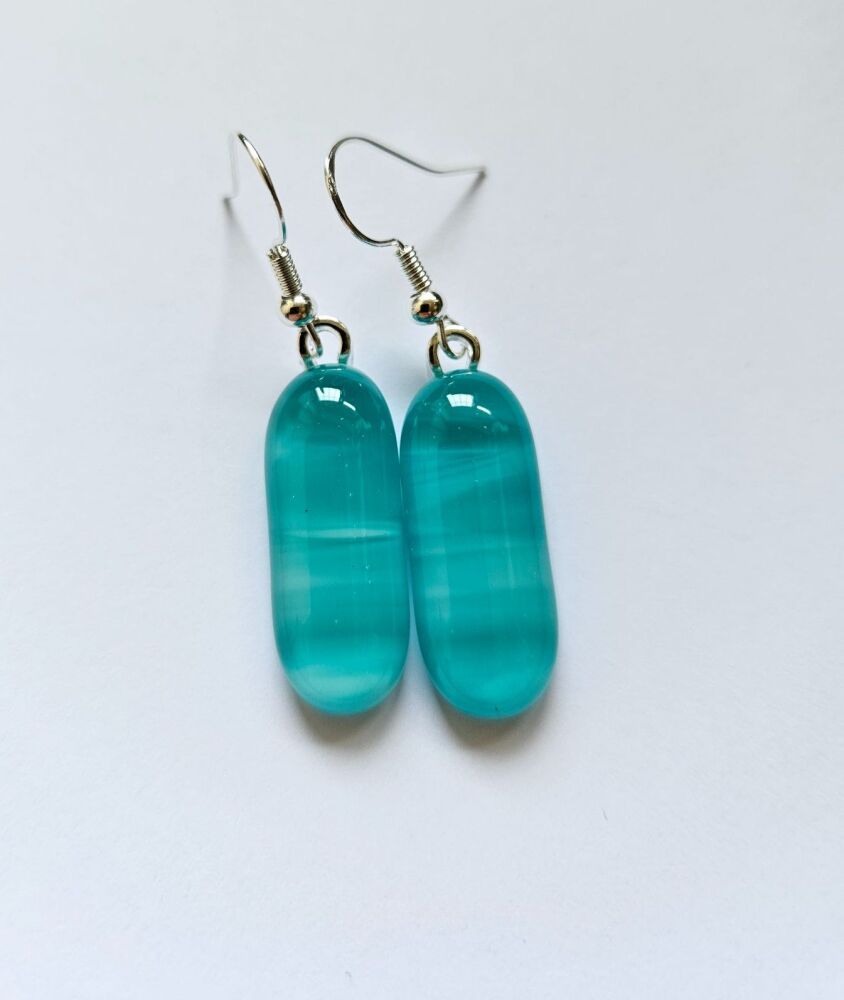 Swirly cloudy peacock blues medium drop earrings