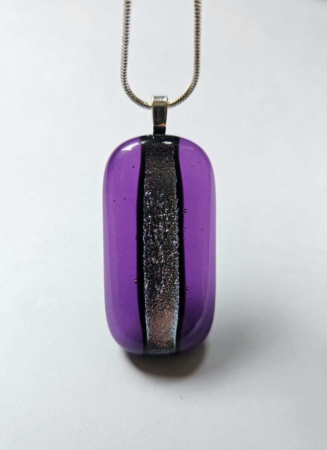 Dichroic stripe - long deep purple with silver sparkly stripe