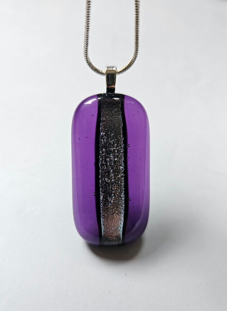Dichroic stripe - long deep purple with silver sparkly stripe