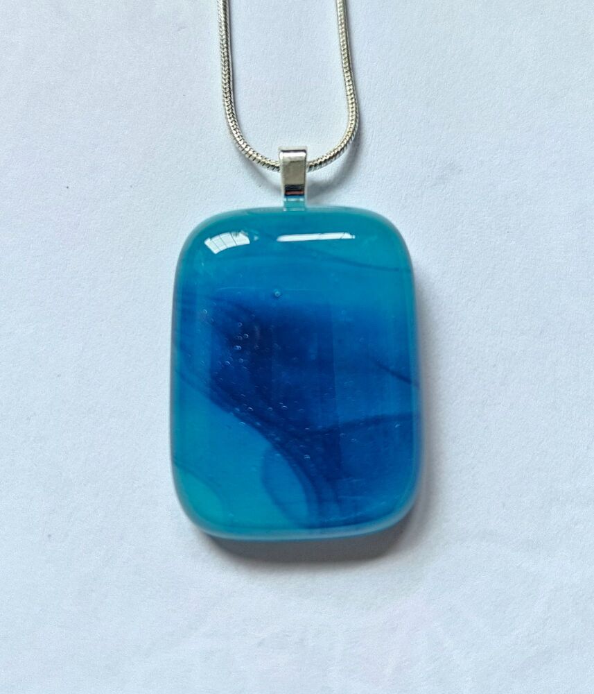 Swirly sea blues large pendant