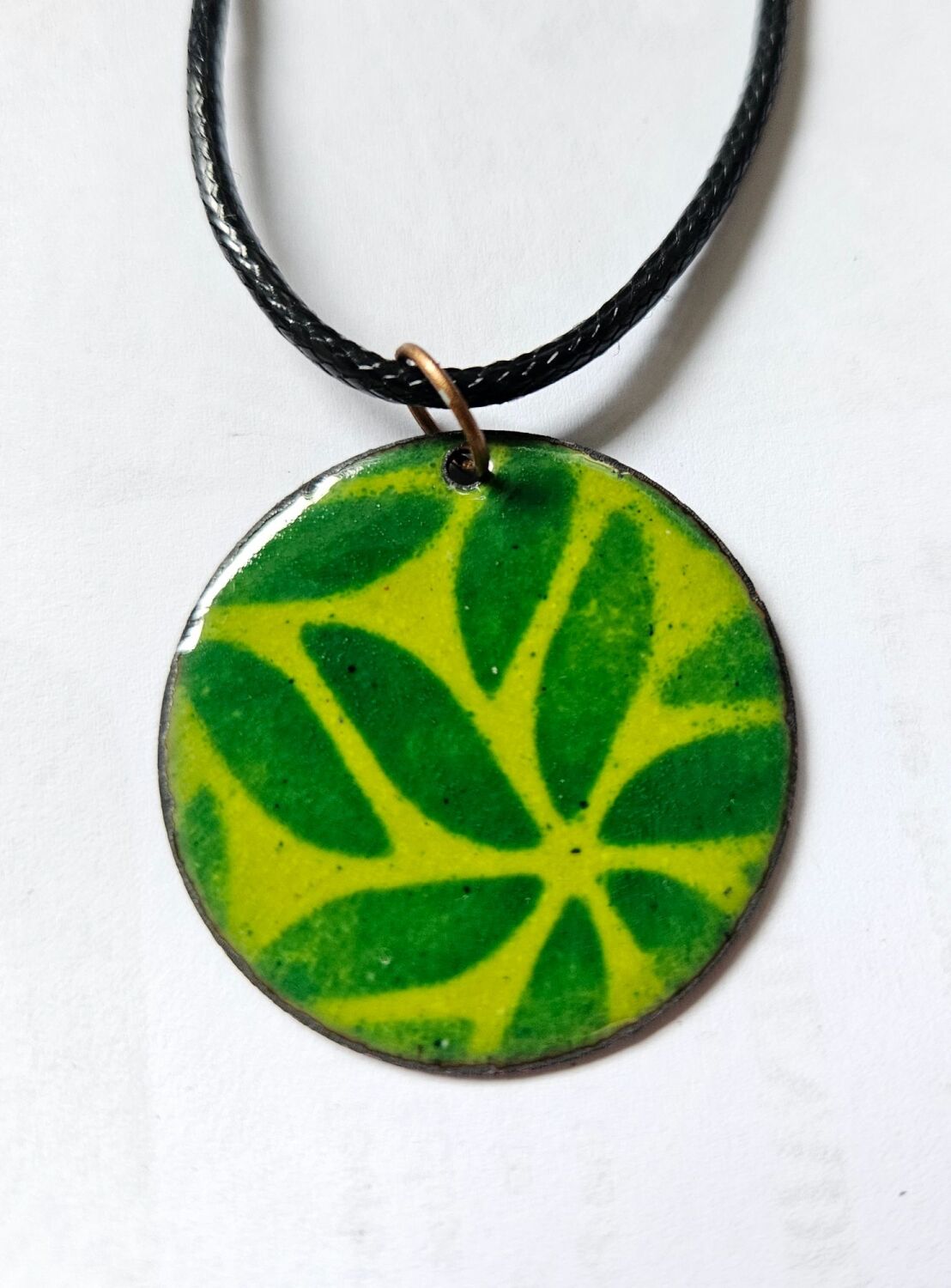 Lime green with grass green floral pattern necklace
