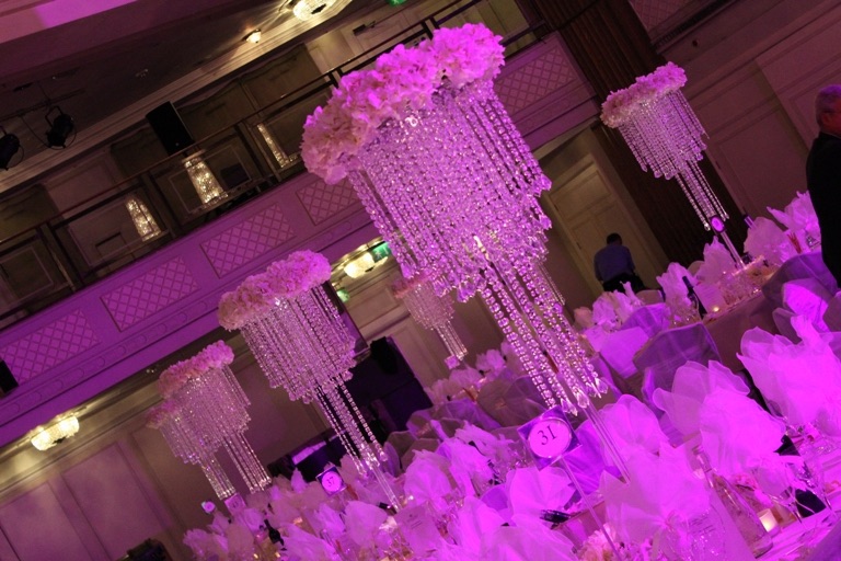Crystal Table Chandeliers with flower  top