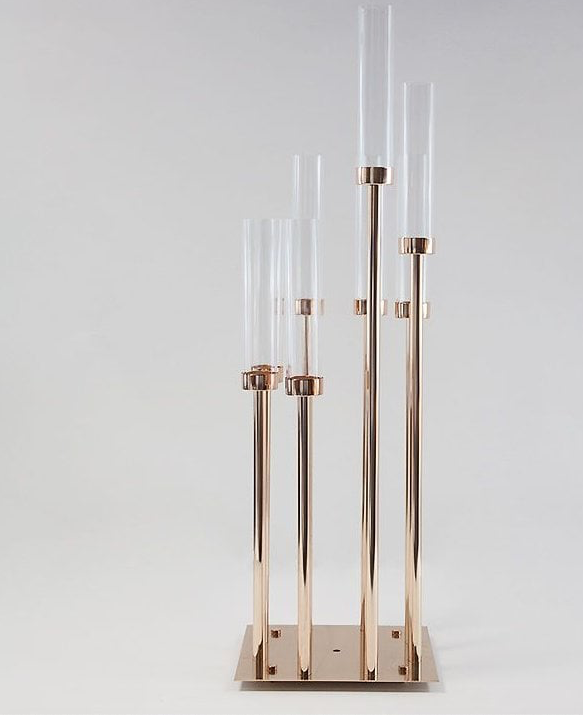 GOLD MULTI HEIGHT CANDLESTICK WITH 8 HOLDERS