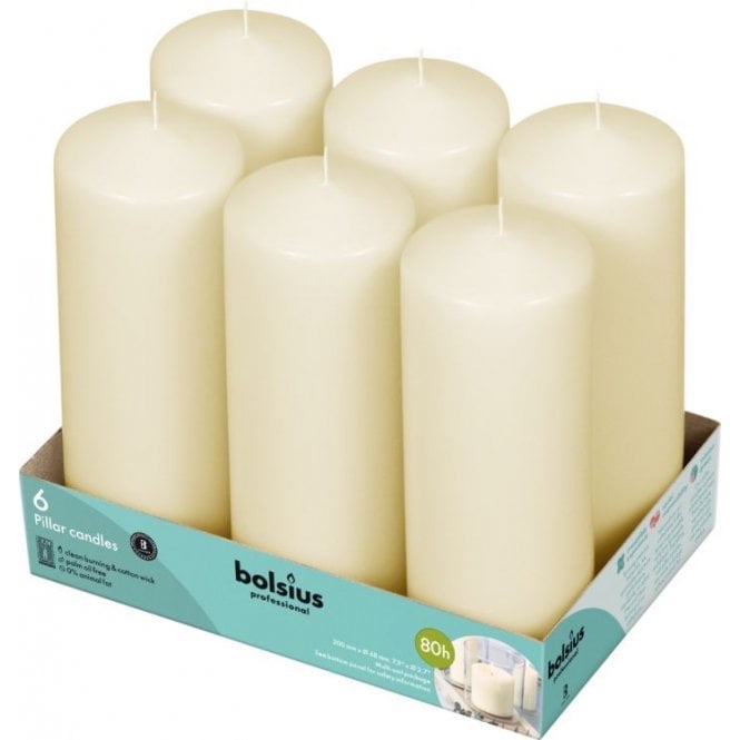 20cm x 7cm Pillar Candles Pack of 6
