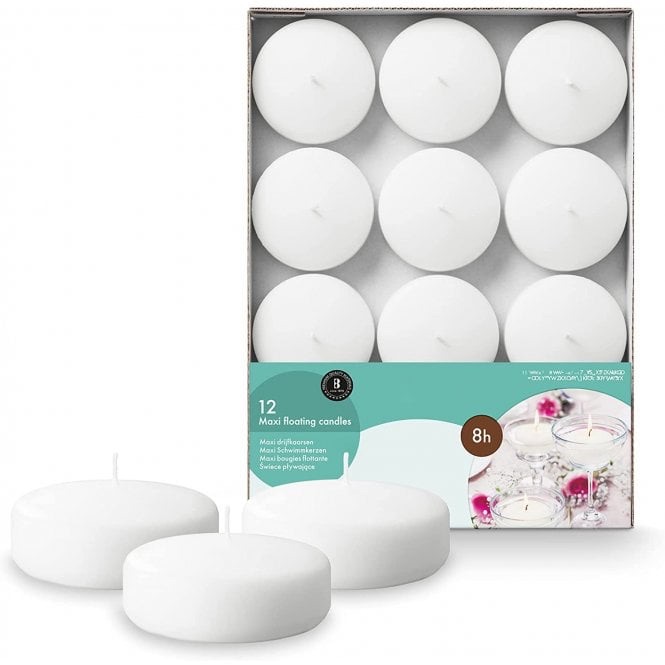 Floating Candles Large 12 Pack White