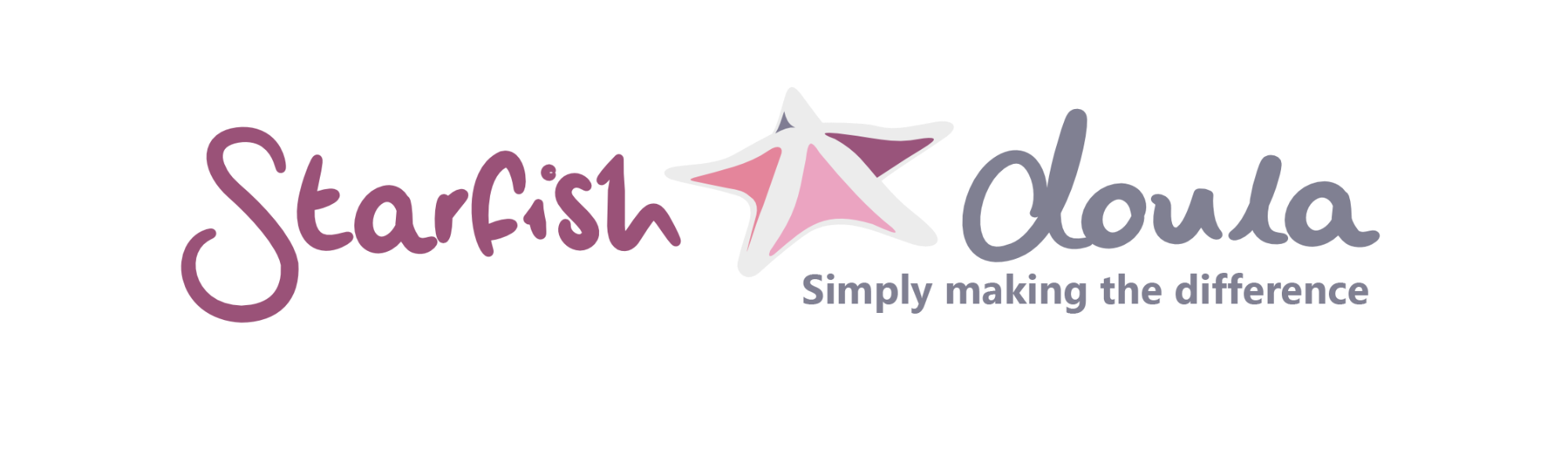 Starfish doula logo, with the tagline "simply making the difference"