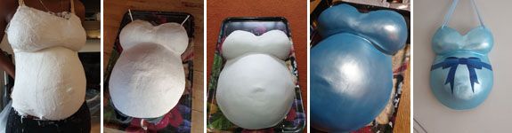 A series of images showing the making of the bellycast