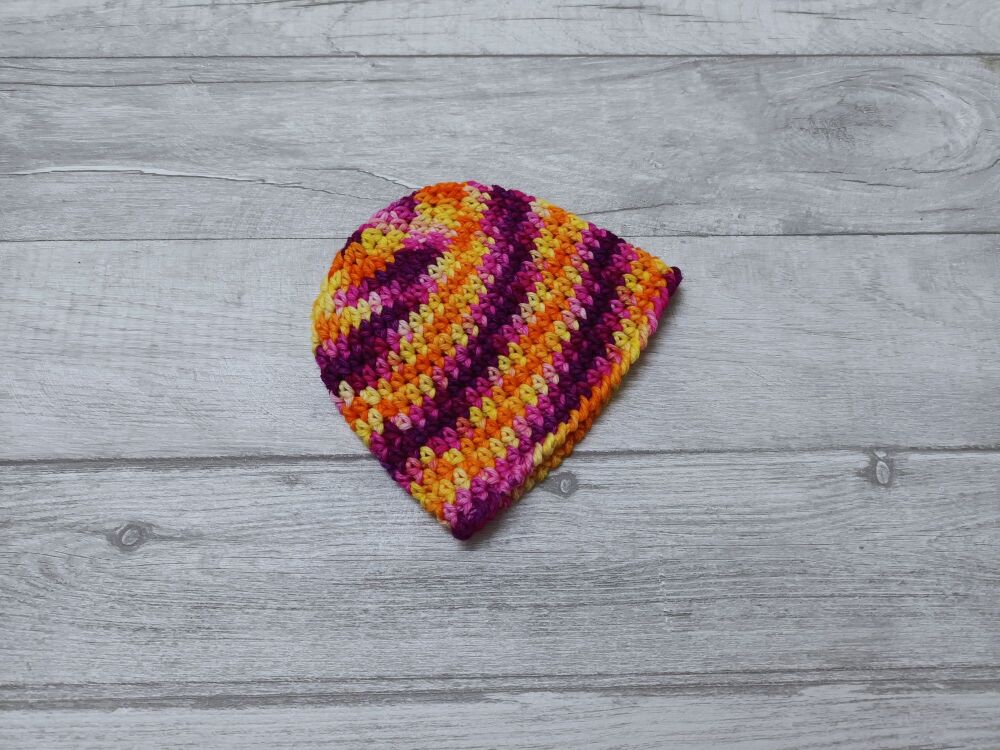 Newborn baby hat | orange and purple wool | handmade crochet hat