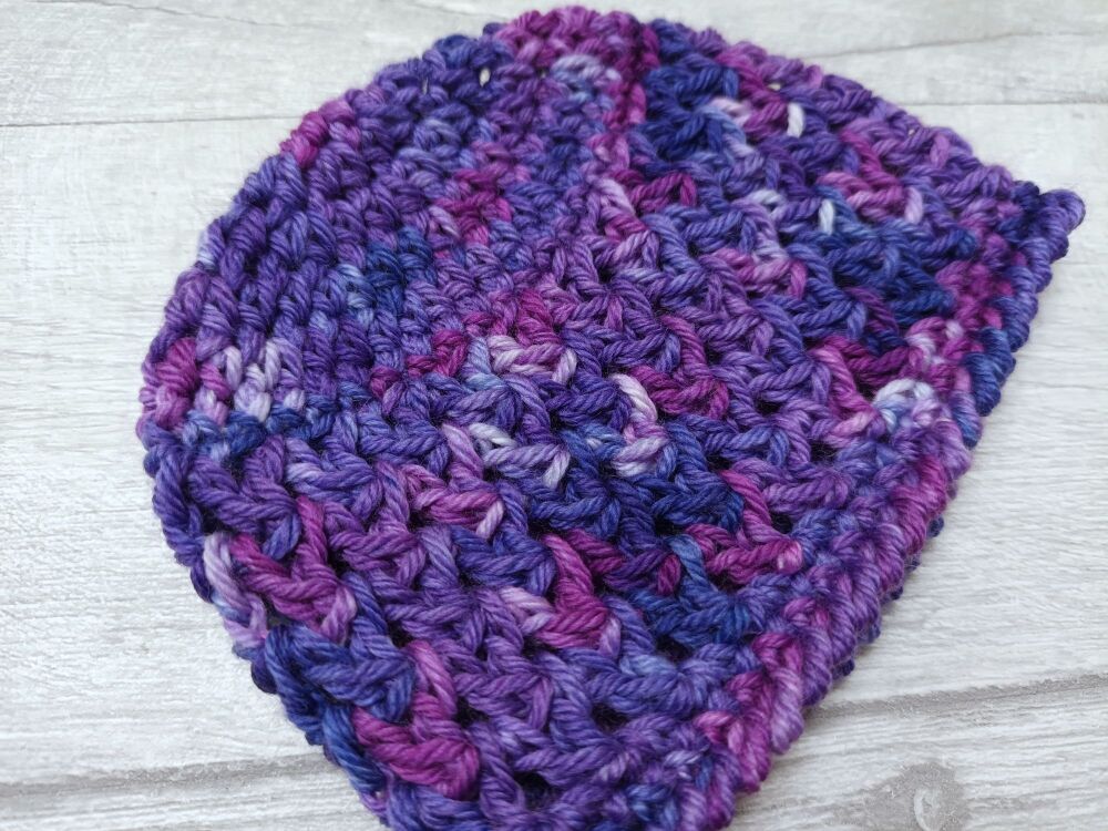 Small/prem baby hat | 5-6lb premmie hat | purple wool | handmade crochet hat