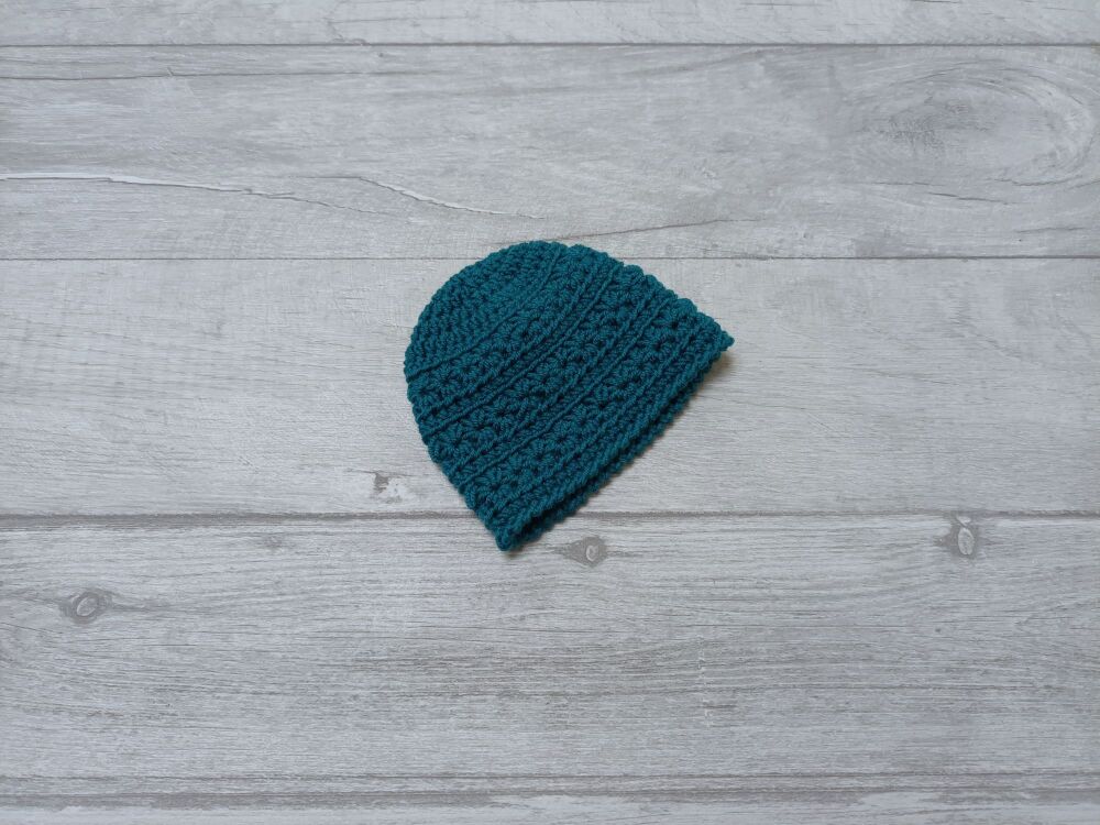 Premature baby hat | 3-4lb premmie hat | teal wool | handmade crochet hat