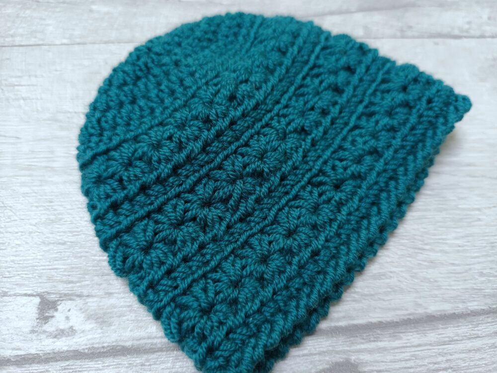 Premature baby hat | 3-4lb premmie hat | teal wool | handmade crochet hat