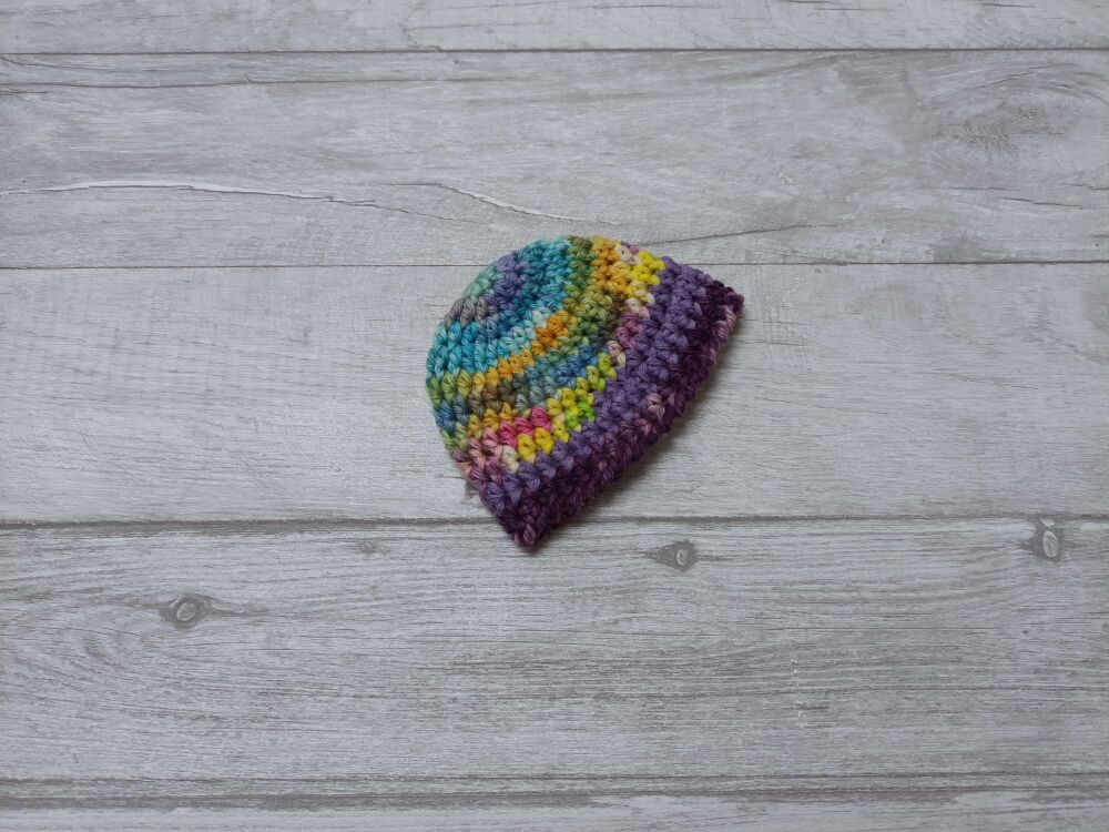 Premature baby hat | 3-4lb premmie hat | blue/purple mix wool | handmade crochet hat