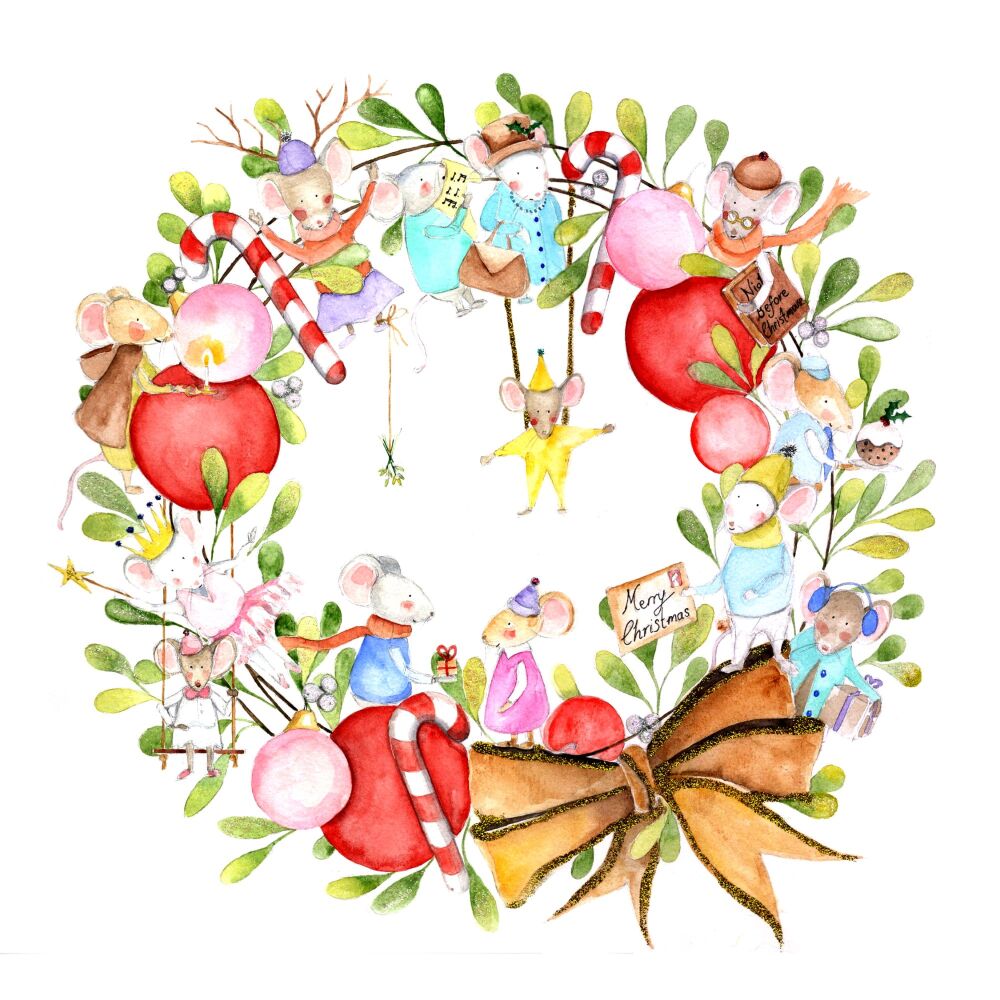 CHRISTMAS - 027C Mouse wreath