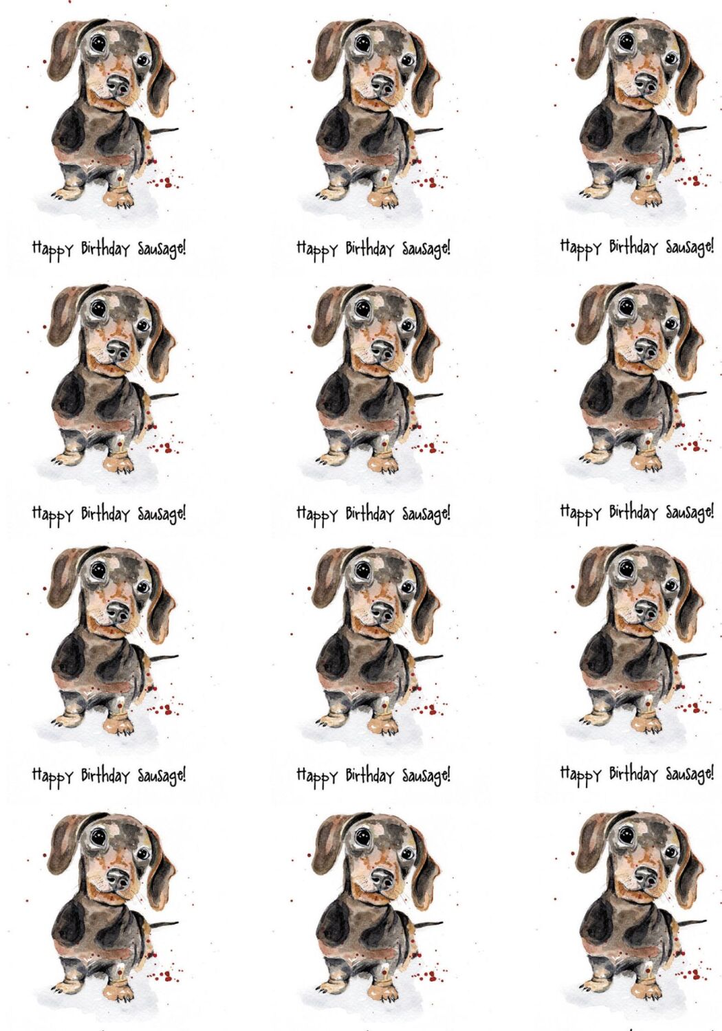 GIFTWRAP - 010 Happy birthday sausage - Wrapping paper - 2 sheets