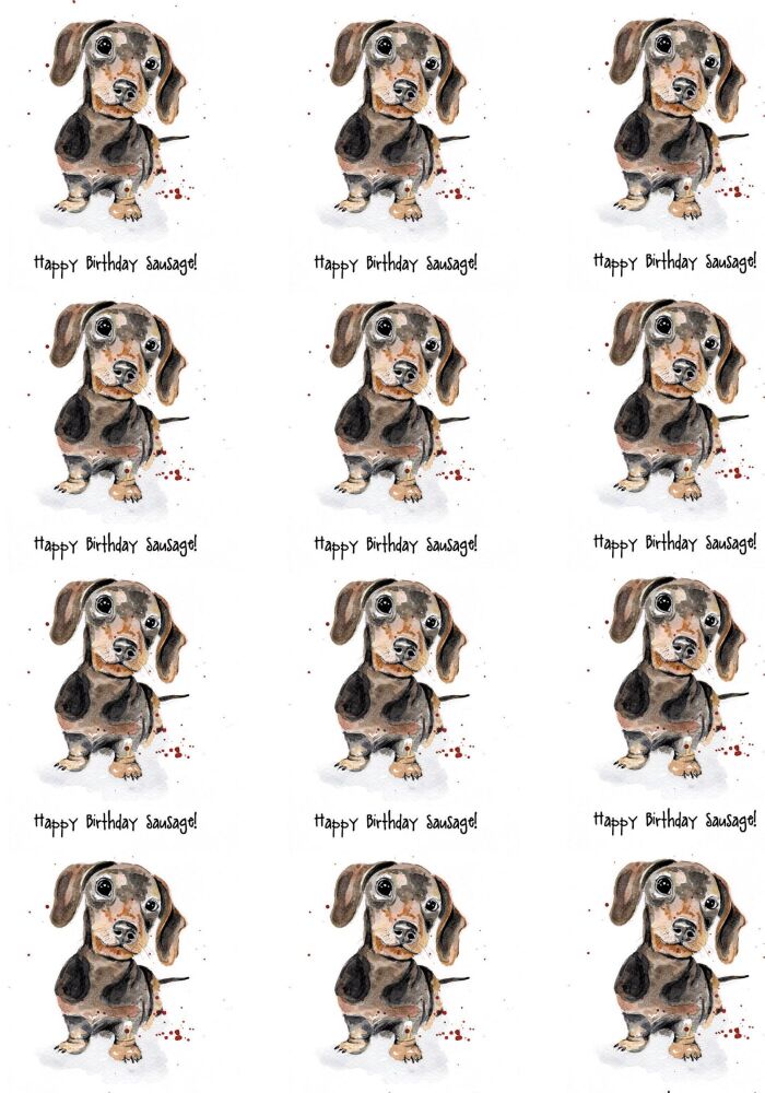 GIFTWRAP - 010 Happy birthday sausage - Wrapping paper - 2 sheets