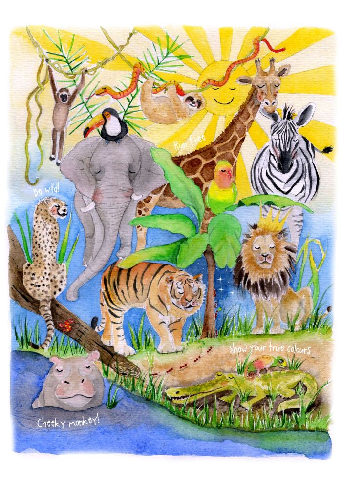 (m) Adults and kids watercolour painting club - Saturday AUGUST 15th  JUNGLE THEME