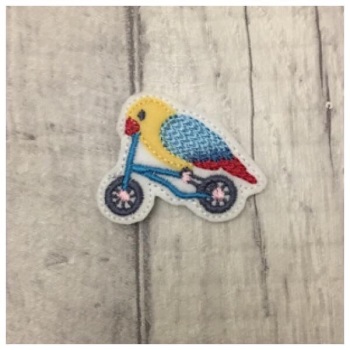 Bird on bike feltie